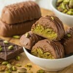 luxury dessert board with Dubai chocolate ice cream