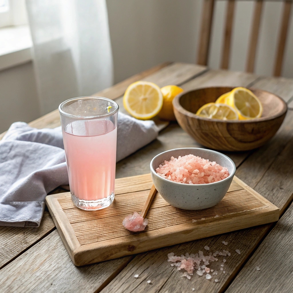 pink salt diet drink recipe with lemon and warm water