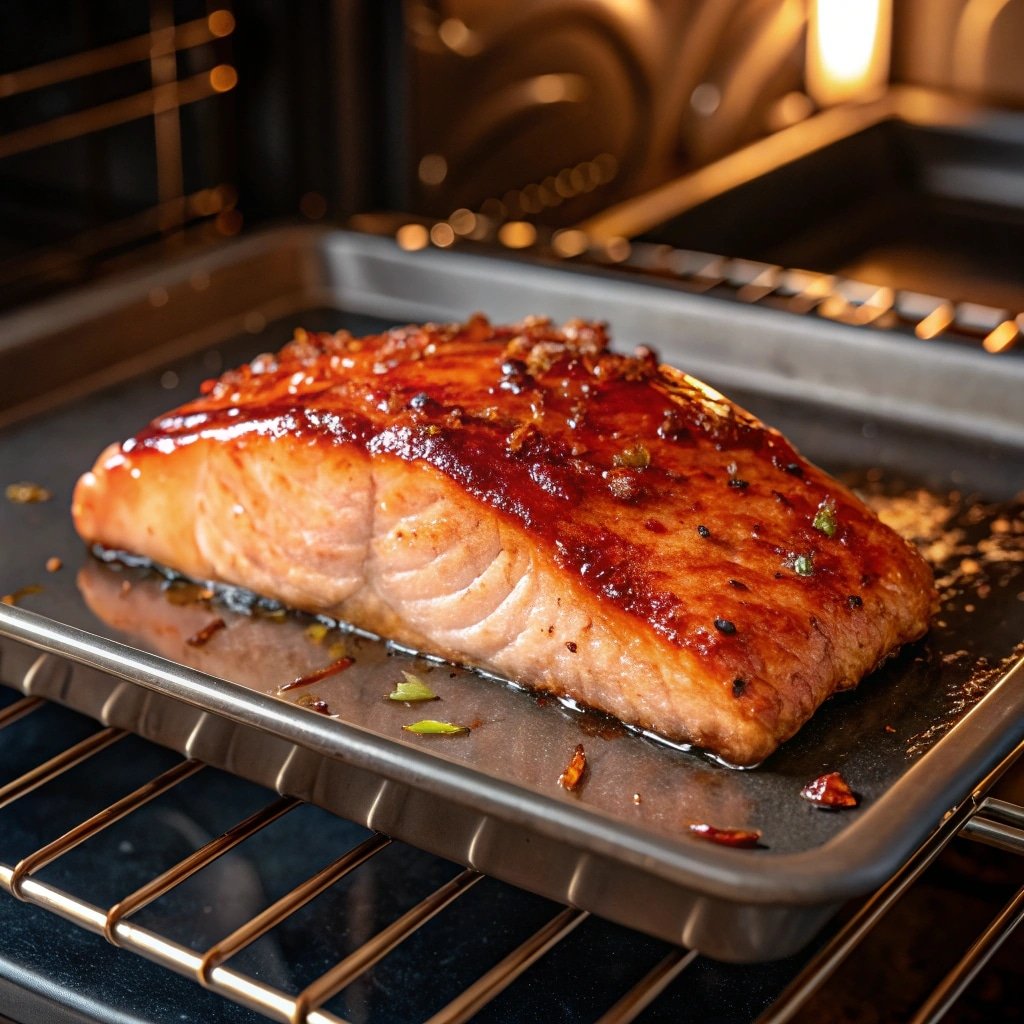 Served salmon with sweet chilli sauce and sides