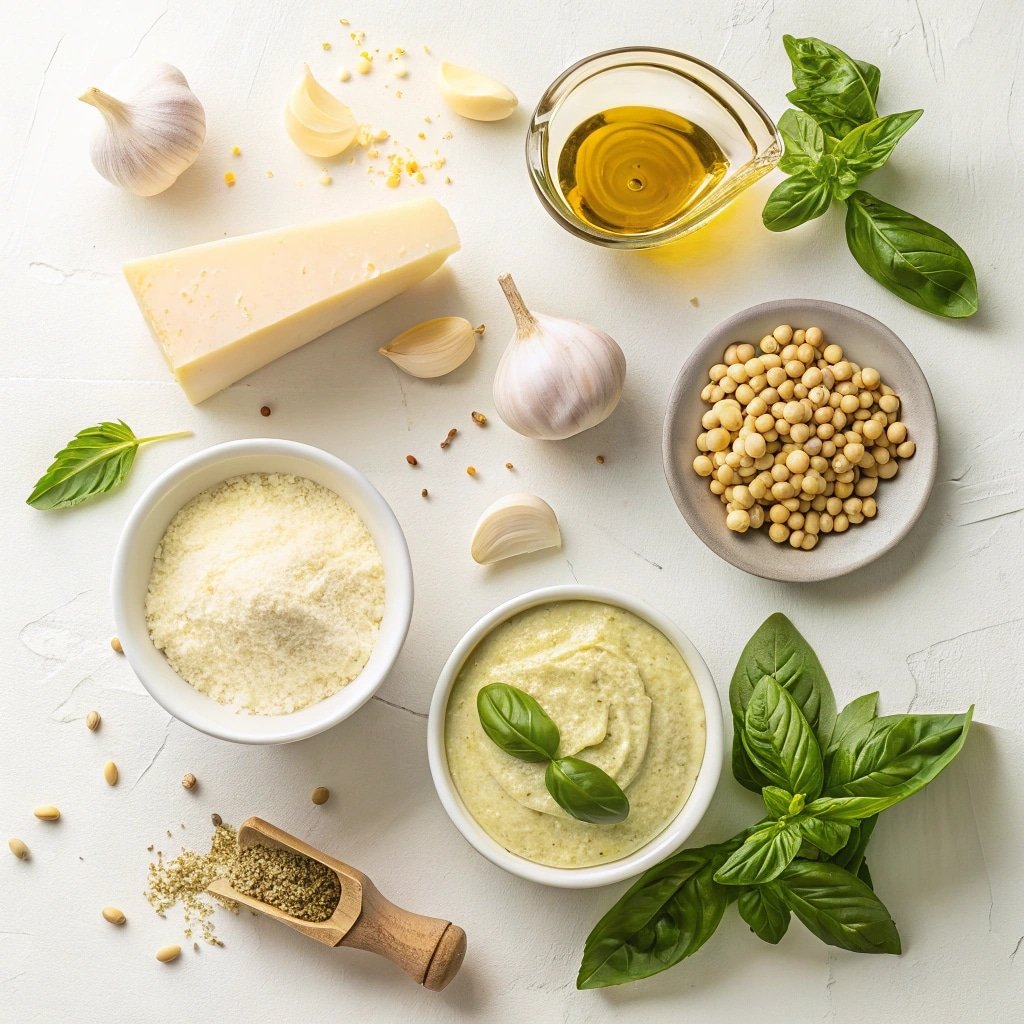 Ingredients for sauce Alfredo pesto