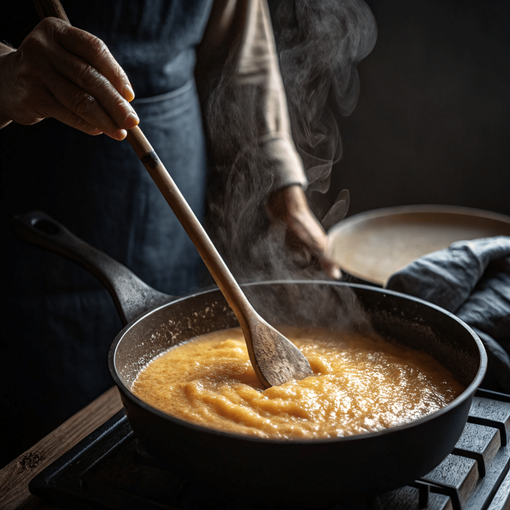 Cooking egg jam over low heat