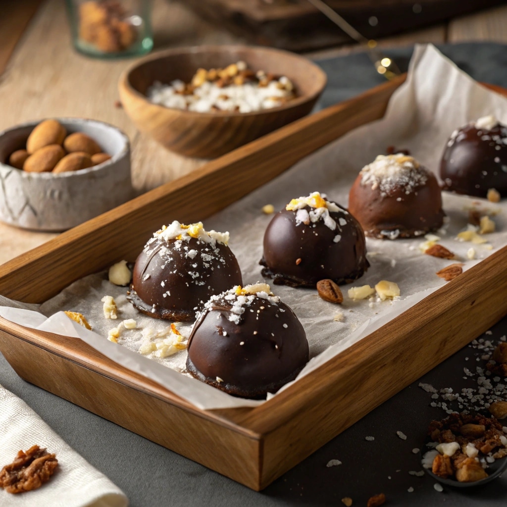 ice cream bonbons on tray with toppings