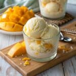 Homemade mango sticky rice ice cream frozen and ready