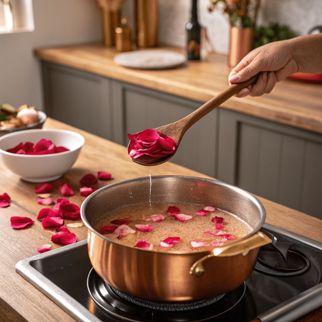 Ingredients for rose petal jam 1