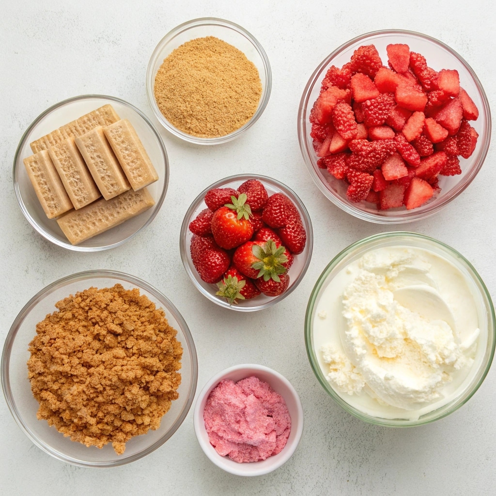 Ingredients for strawberry crunch bars