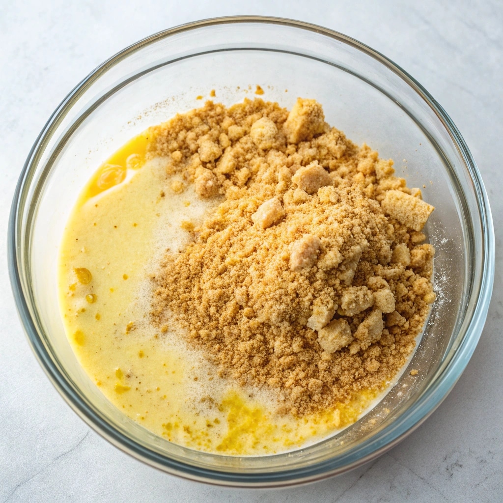 Preparing each layer of strawberry crunch cheesecake