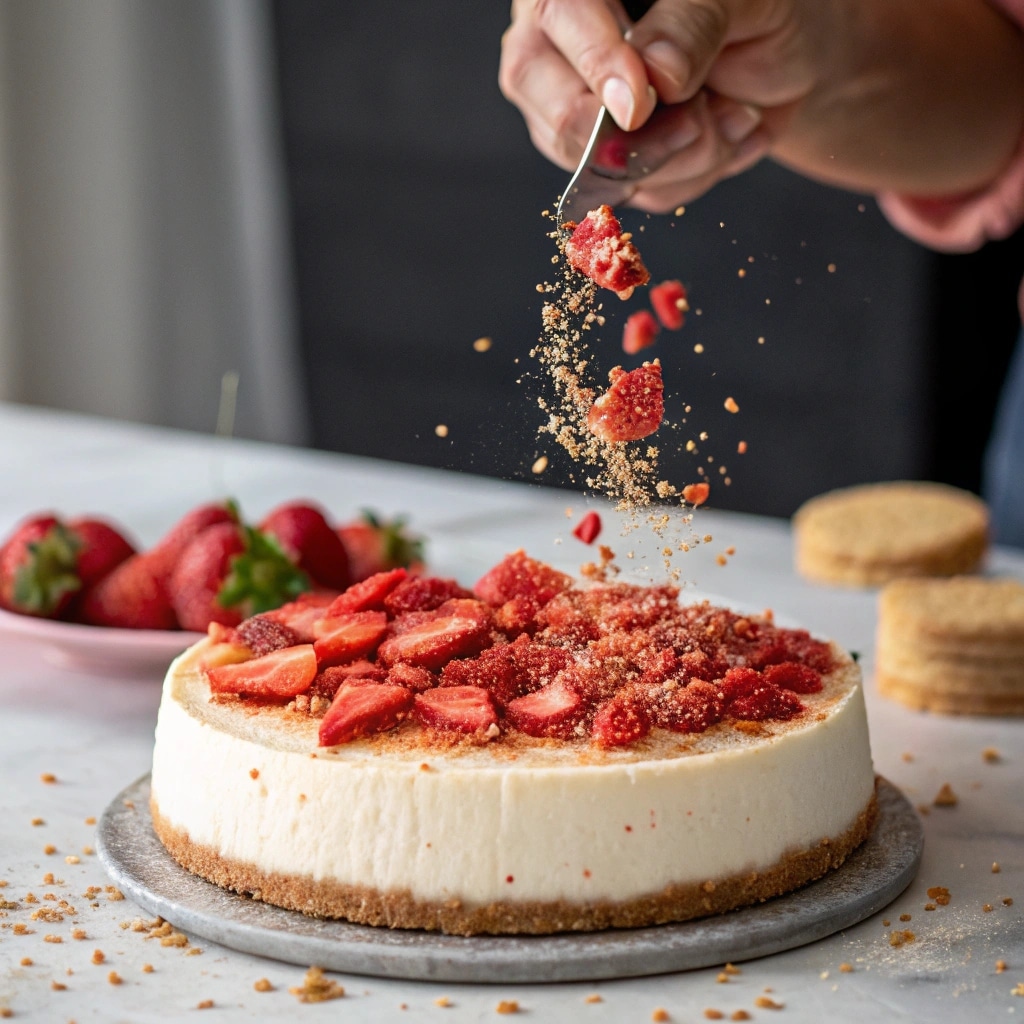 layer of strawberry crunch cheesecake