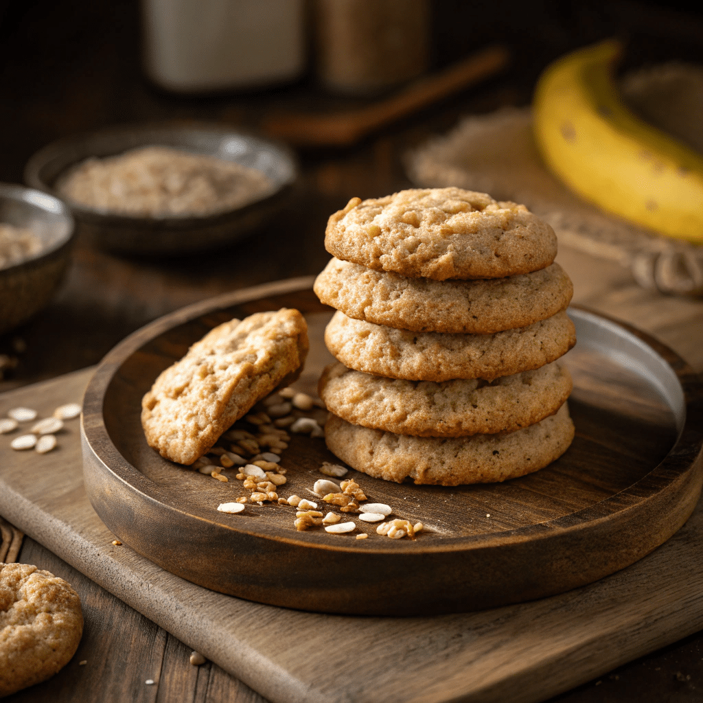 Banana and oats cookies on a plate