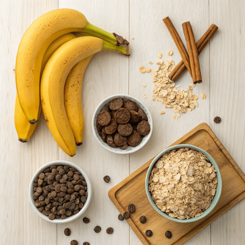 Ingredients for banana and oats cookies