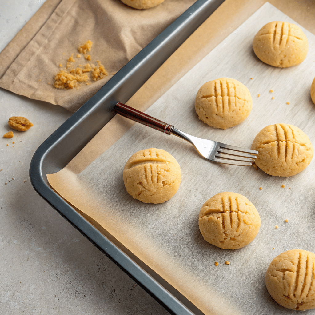 Unbaked banana peanut butter cookies on tray