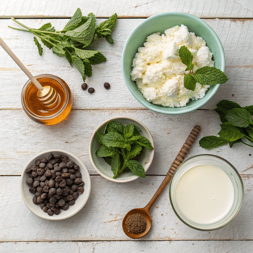 Ingredients for cottage cheese mint ice cream