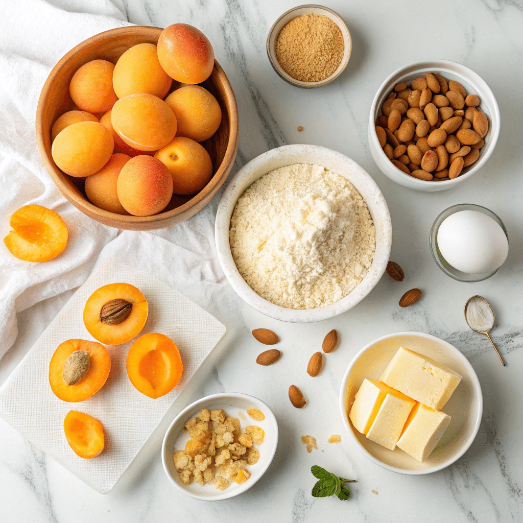 Ingredients for making dump cake with apricots and almonds