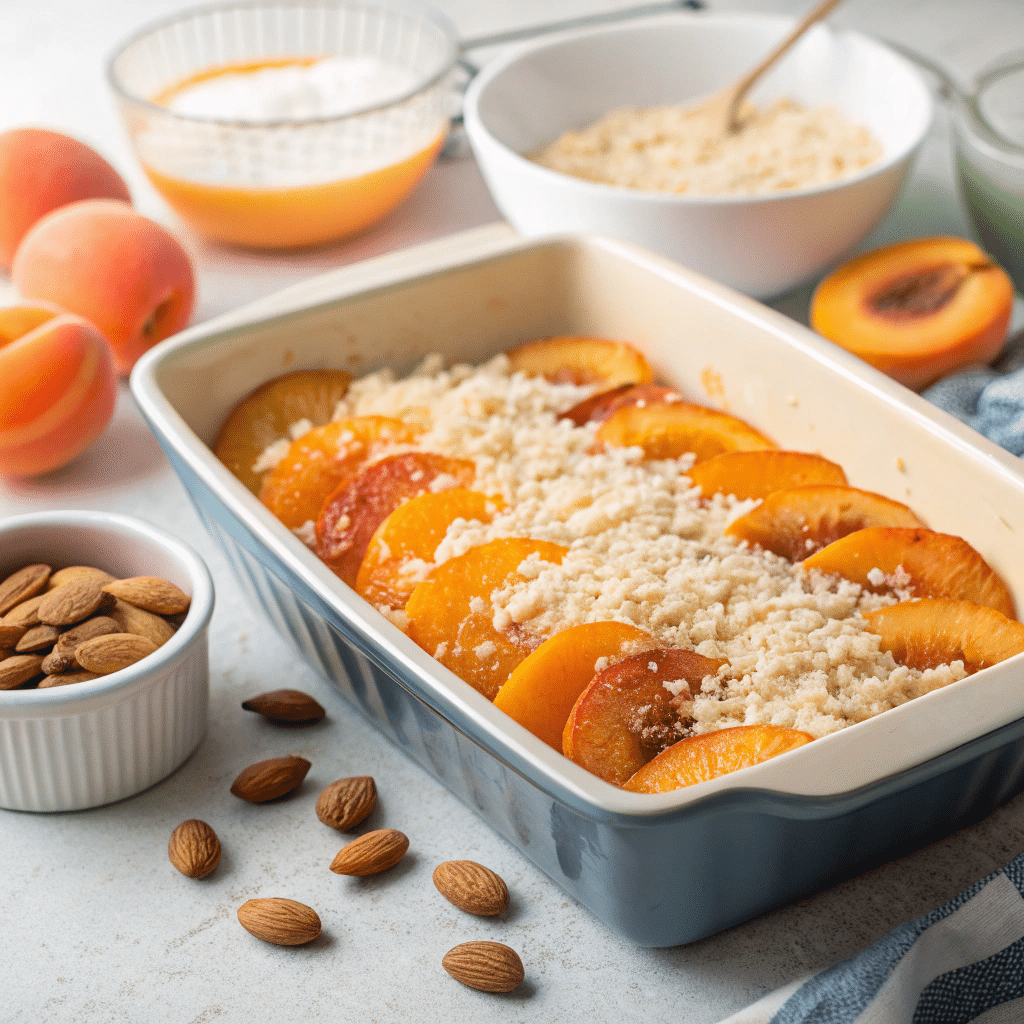 dump cake with apricots and almonds