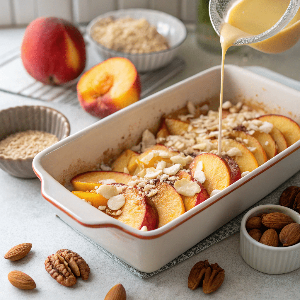 dump cake with peaches and nuts