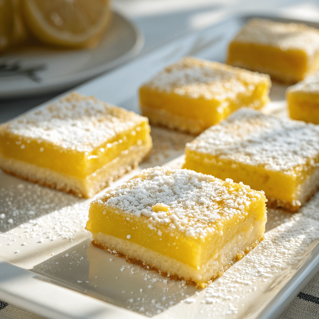 Gluten free lemon bars mix dessert on a plate