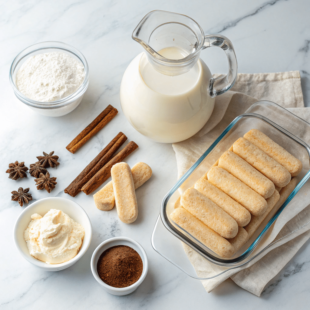 Ingredients for making horchata tiramisu