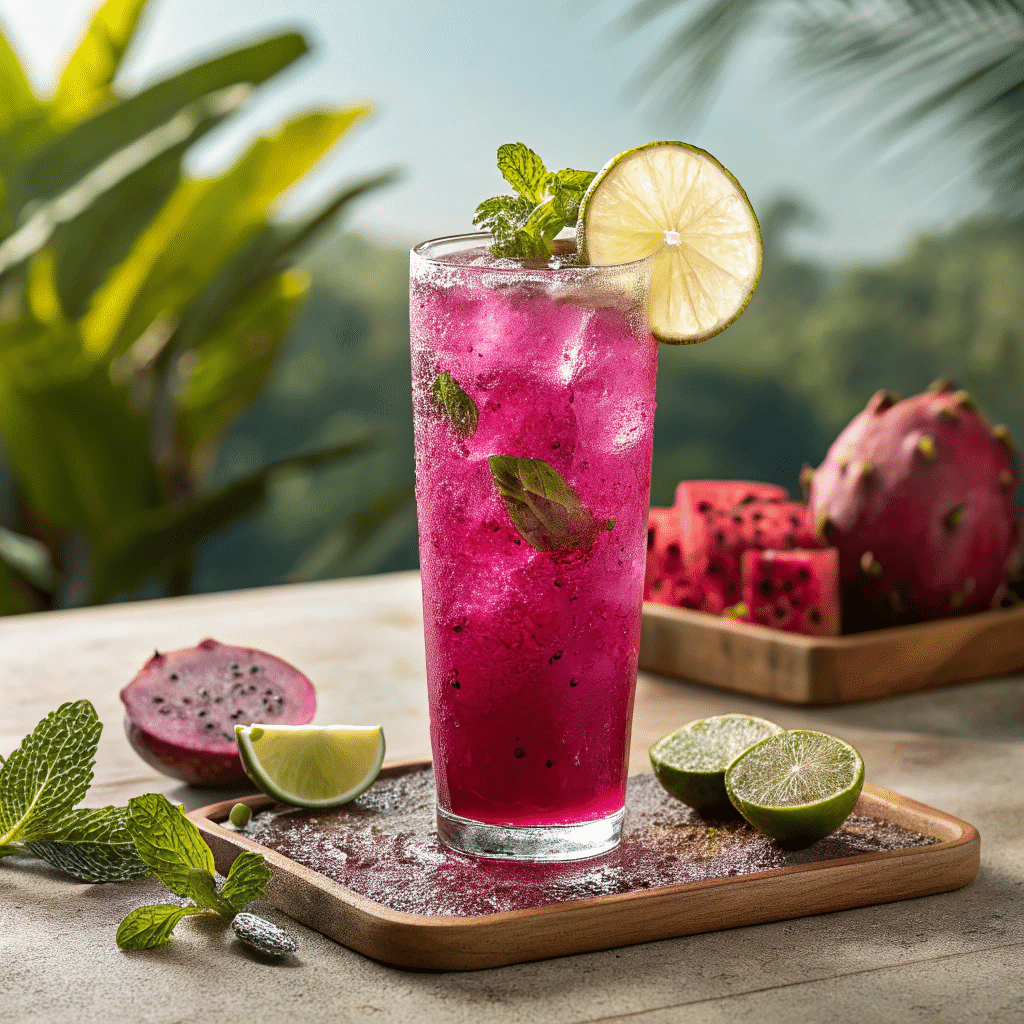 Purple Dragon Fruit Mounjaro wellness drink in a tall glass