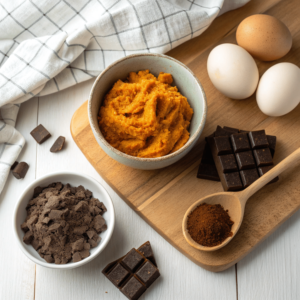 Ingredients for sweet potato chocolate brownies
