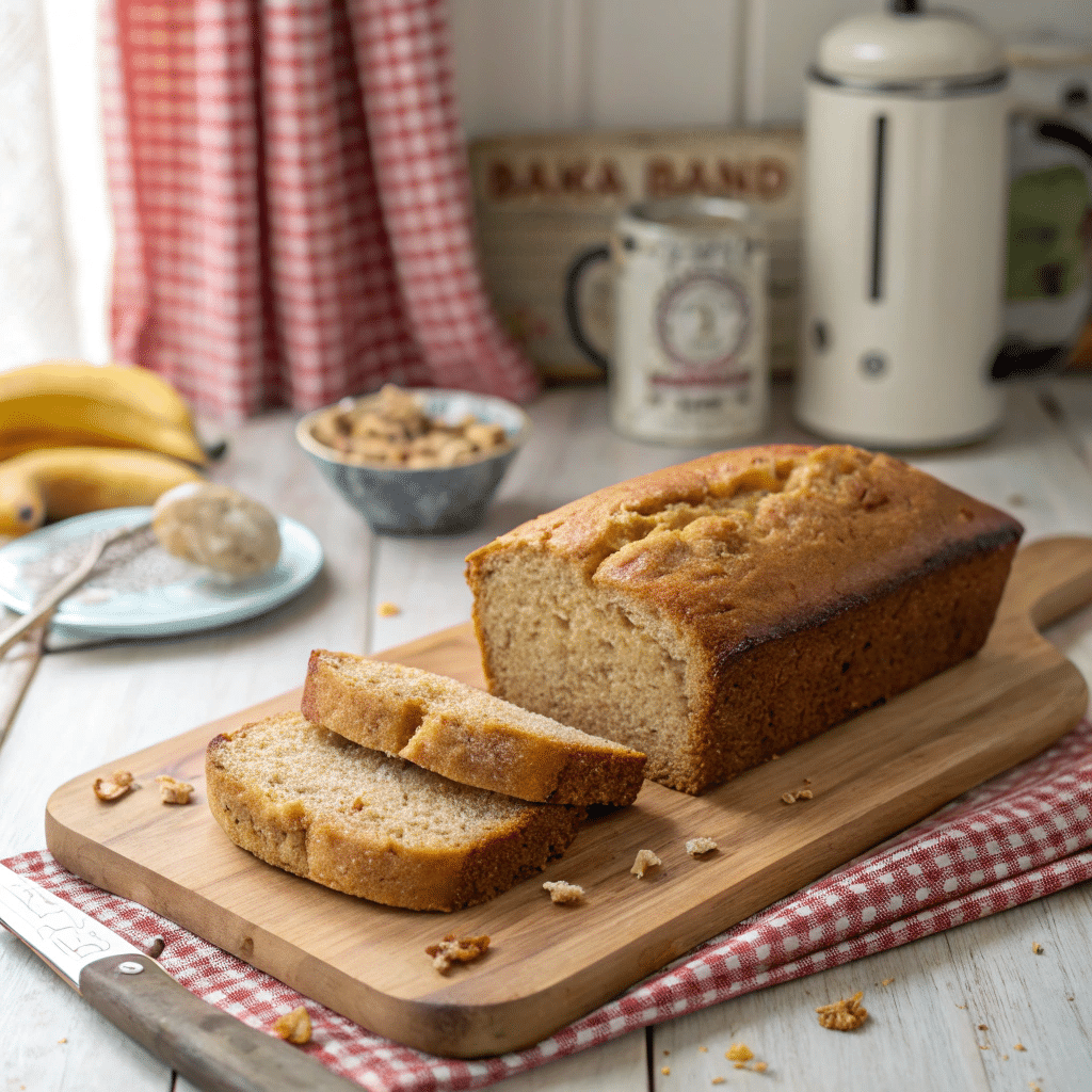 sliced loaf of flourless banana bread